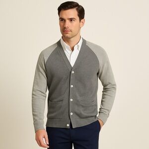 Tommy Bahama Men’s Cardigan Sweater Gray Large Island Crafted Perfect Fit